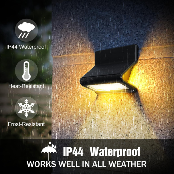 Auraxy Motion Sensor Outdoor Lights With Optical Lens - 3 Modes Ip44 Waterproof Solar Wall Light For Garden Patio Yard (2 Pack)