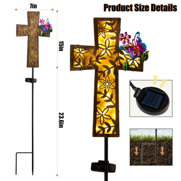 Awendietou Solar Cross For Cemetery Gravesolar Grave Crosses For Cemeterygraves Decorations For Cemeteriesdecorative Solar Powered Lights Outdoormemorial Day Sgarden Decor