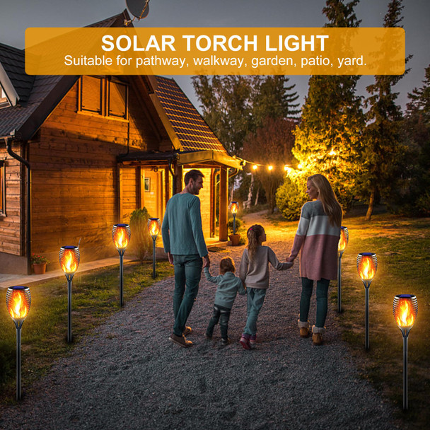 Awethone Large Solar Torch Light With Flickering Flame D Ultra-Bright Solar Outdoor Lights Waterproof Landscape Decorations Lighting Security Tiki Torches For Garden Yard Pathway (4 Pack)