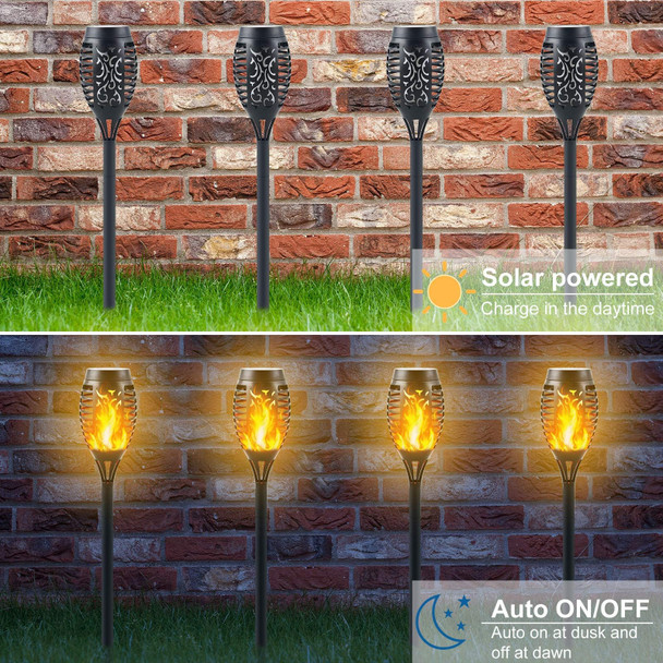 Awethone Mini Solar Torch Lights With Flickering Flame - Waterproof Outdoor Tiki Torches With 12Led Auto On/Off Super Bright Landscape Lighting For Garden Yard Patio & Pathway Decor (16 Pack)