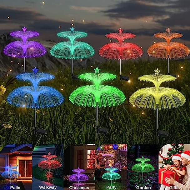 Axafnev Solar Garden Lights 3 Pack 7 Color Changing Solar Outdoor Light Waterproof Double Jellyfish Star Solar Flowers Lamp Yard Decor Yard Experience Solar Outdoor Lights Your Patio Pathways Holiday Decor
