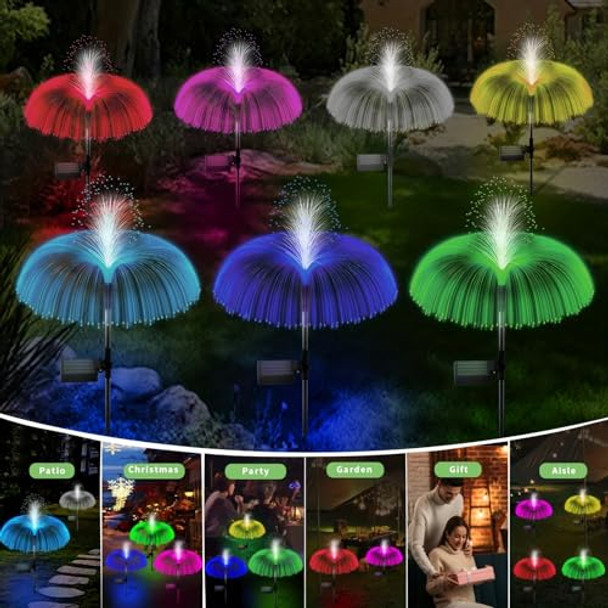 Axafnev Acajoe Solar Lights Outdoor 3 Pack 7 Colors Changing Jellyfish Solar Garden Lights Outside Waterproof For Yard Pathway Lawn Festival Wedding Party Decoration