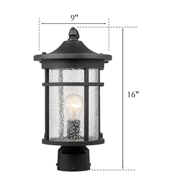 Bestshared Outdoor Post Light 16" Height Exterior Post Lighting Fixture Outdoor Patio Post Lantern For Pathway Driveway Front/Back Door (Black1 Pack)