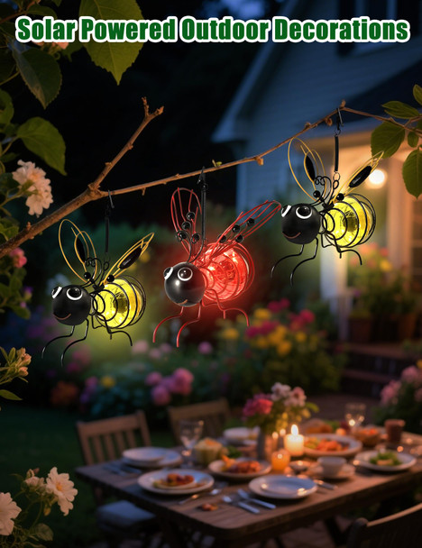 Bomkra Solar Bees Lights Outdoor   Hanging Bee Solar Garden Lightip44 Waterproofoutdoor Statues Figurine Lights Decorations For Balconygardenporchcourtyard Decoration (2Pcs)