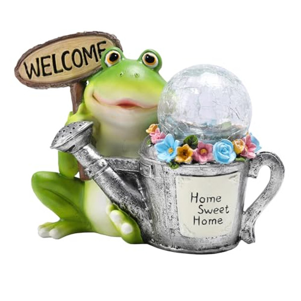 Bshine Frog Solar Lights Outdoor Garden - Waterproof Frog Statue Decoration For Patio Path Pathway Sculpture Yard Art Lawn Ornaments  For Mom Home Decor