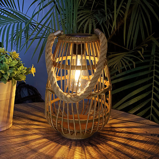 Buaro8Aga Solar Lantern Outdoor Waterproof Large Rattan Lanterns Decorative Bright Boho Lanterns Lights With Handle Rustic Hanging Or Table Lamp For Fence Porch Garden Yard Wedding Decoration