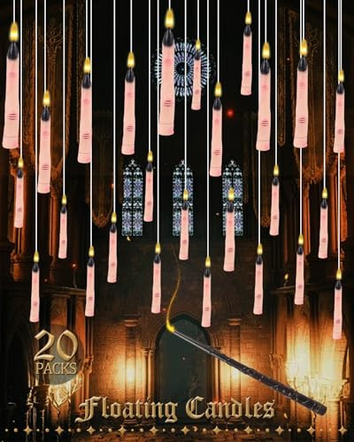 Bvcnig 20-Pack Halloween Floating Candles With Magic Wand Remote Control For Halloween Decor Indoor
