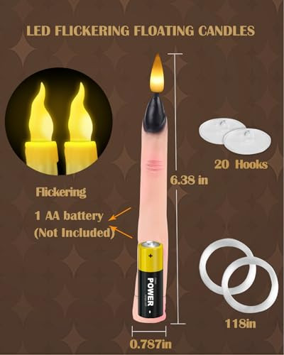 Bvcnig 20-Pack Halloween Floating Candles With Magic Wand Remote Control For Halloween Decor Indoor