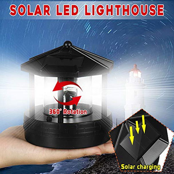 Calidaka Led Solar Powered Lighthouse360 Degree Rotating Lamp Waterproof Statue Rotating Lights For Garden Yard Outdoor Decor
