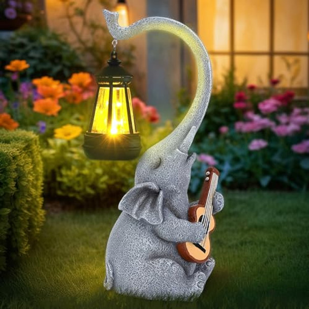 Cikoube Solar Garden Decor Elephant Statues Lights Birthday S For Mom Women Outdoor Elephant Solar Lights For Yard Decoration Lawn Patio Balcony