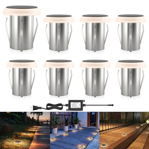 Cislan Outdoor In Ground Led Well Lights Warm White Φ1.36In Low Voltage 12V Dc In-Ground Lights Ip67 Waterproof Landscape Lighting For Yard Floor Pathway Driveway Deck Step 8 Pack