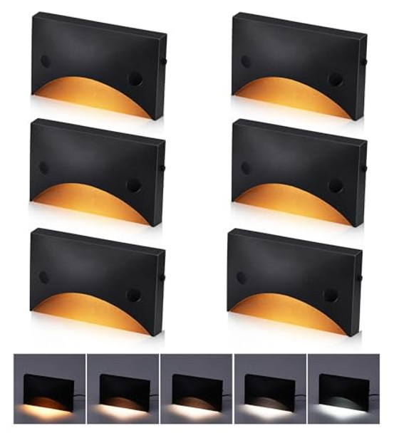 Cloudy Bay [6 Pack] Cloudy Bay Low Voltage Led Step Lights Outdoor Surface Mount/J-Box Mount 2200K/2700K/3000K/4000K/5000K Selectable12V-24V 3W Landscape Stair Lightsaluminummetal Black