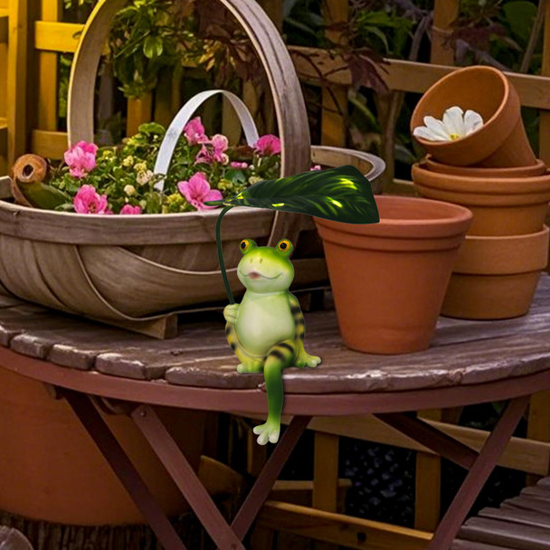 Cszlsmh Solar Frog Garden Statue With Led Umbrella Light 8 Inch Outdoor Fairy Decor For Patio Yard Balcony Unique Housewarming S For Women