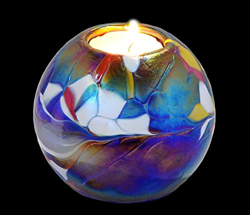 D&J Glassware Friendship Mini Globe Tea Light In A Blue Color