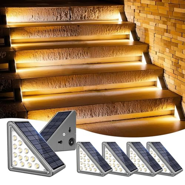 Daminy Solar Step Light For Outside2Cct(Warm & Cool)2 Lighting Modes Stair Light Outdoor Waterproof Ip65Solar Deck Light For Stepsstairsdeckyardpatioporch And Front Door6 Pack