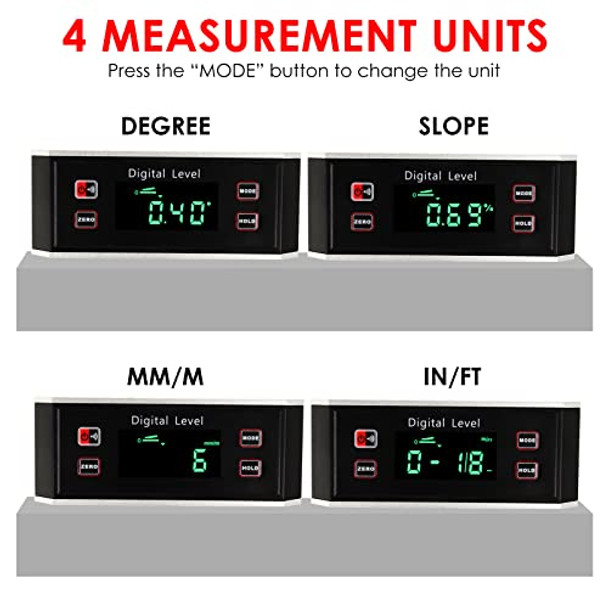 Danoplus Digital Electronic Inclinometer Angle Gauge Finder Protractor Level V-Groove Magnetic Base Ip65 0360 Degrees Automatic Digital Display Inversion