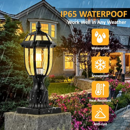 Dariisi Dusk To Dawn Outdoor Post Lights Hard Wired Waterproof Aluminum Pole Light Fixture With Pier Mount Base Exterior Lamp Posts Outdoor Lighting For Yard Patio Pathway 2 Pack