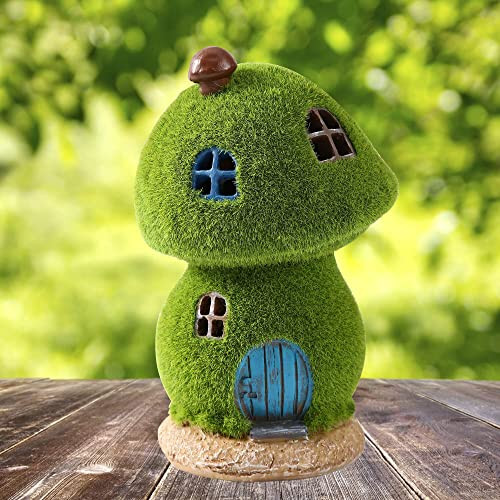 Darkdec Outdoor Figurine Lights Garden House Statue And Mushroom Fairy House Decor Outdoor Statues With Solar Lights Garden For Patio Lawn Yard Ornaments Housewarming