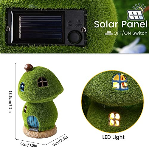 Darkdec Outdoor Figurine Lights Garden House Statue And Mushroom Fairy House Decor Outdoor Statues With Solar Lights Garden For Patio Lawn Yard Ornaments Housewarming