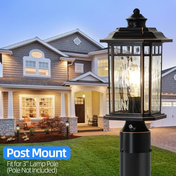 Dastor 2 Pack Outdoor Post Lights Dusk To Dawn Outdoor Lamp Post Light Fixture With Pier Mount Base Waterproof Aluminum Post Lantern For Garden Patio Pathway