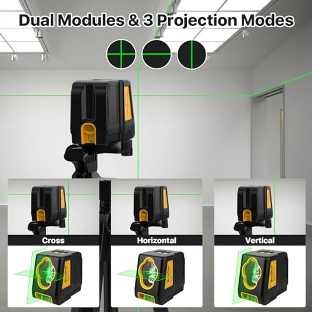 Deglasers Laser Level With Tripoddeglasers 100Ft Green Cross Line Self Leveling Laser Leveldual-Moduleselectable Laser Lines With Rechargeable Battery For Picture Hangingtileconstruction Indoor Project