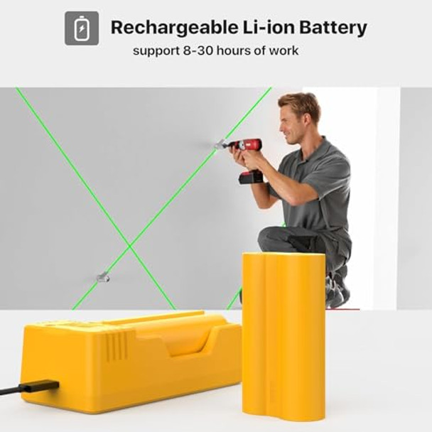 Deglasers Laser Level With Tripoddeglasers 100Ft Green Cross Line Self Leveling Laser Leveldual-Moduleselectable Laser Lines With Rechargeable Battery For Picture Hangingtileconstruction Indoor Project