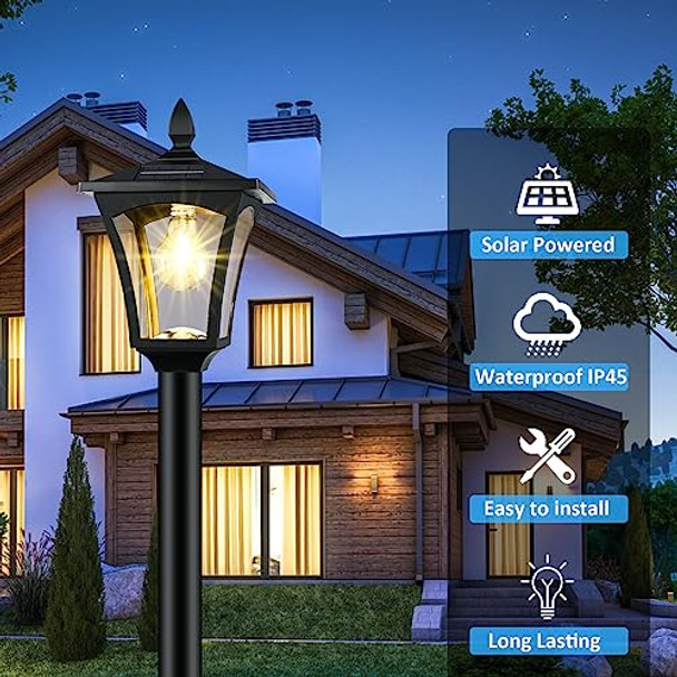 Derynome 72" Solar Outdoor Light With Planterwaterproof Solar Post Lamp Ligts Garden Lights For Backyard Pathway Patiolawn Driveway Decor