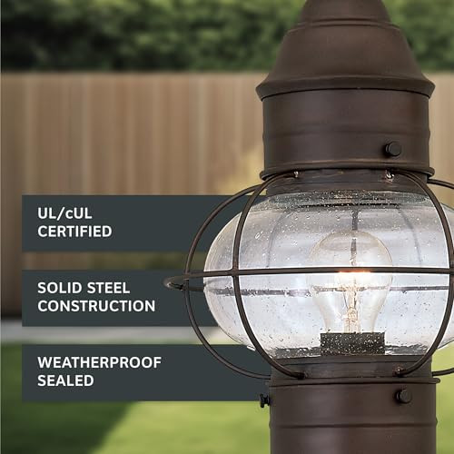 Designers Fountain Outdoor Lamp Post Light Fixture Classic Rustic Finish Weather Resistant Exterior Lantern For Yard Garden Patio Porch Driveway Walkway Nantucket 1766-Rt