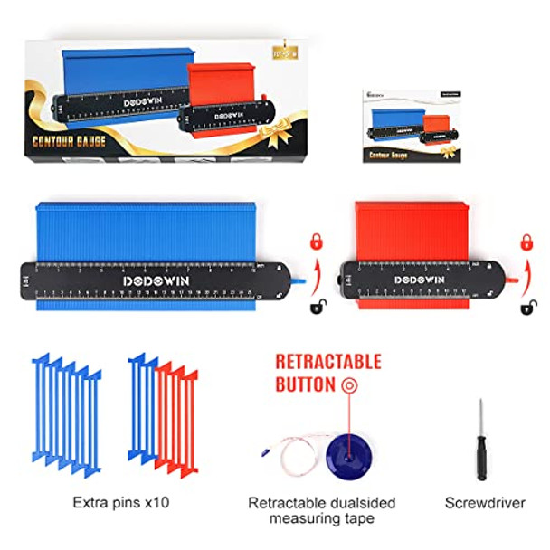 Dodowin Contour Gauge 2 Pieces S For Men Husband Dad Him Profile Outline Shape Duplicator For Tile Laying Carpenter Woodworking Tools For Flooring Anniversary Birthday  Ldea Home Gadget