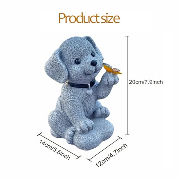 Dolafy Solar Garden Decor Dog Statue With Butterfly Light Outdoor Garden Statues Dog For Lawn Patio Balcony Yard Steps Waterproof Solar Statue Decor For Home Women Housewarming Surprise