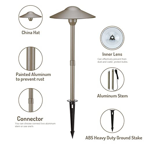 Doluck Lighting 3W Led Landscape Lights Landscape Lighting Low Voltage Outdoor Pathway Lighting Replaceable Led Bulb 3000K Aluminum Housing With Abs Ground Stake For Yard Patio Driveway Bronze Pack Of 6