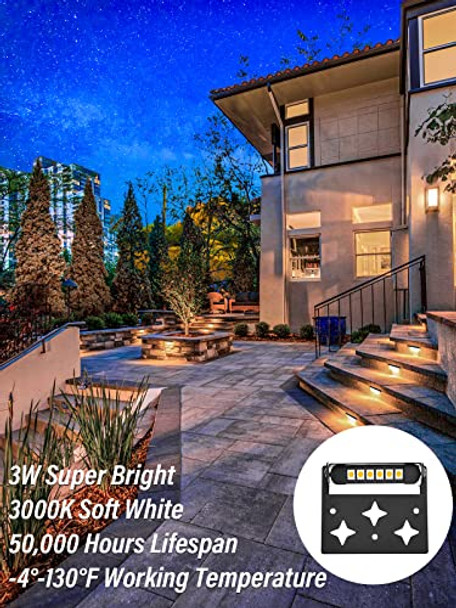 Doreio 3W Retaining Wall Lights 4 Inch Led Hardscape Lighting Low Voltage Landscape Paver Lights 12V 24V Step Lights Outdoor Ip66 Waterproof 3000K Soft White Deck Lighting (10Pack+Connectors)