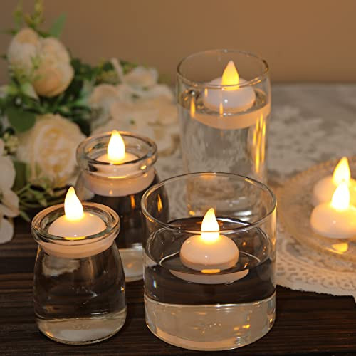 Dragonflydreams 12 Pack Waterproof Flameless Floating Tealights Christmas Battery Tealights Battery Operated Flickering Floating Tea Lights Candles In Warm Yellow For Wedding Party Bath Hot Tub Spa Pool Pond