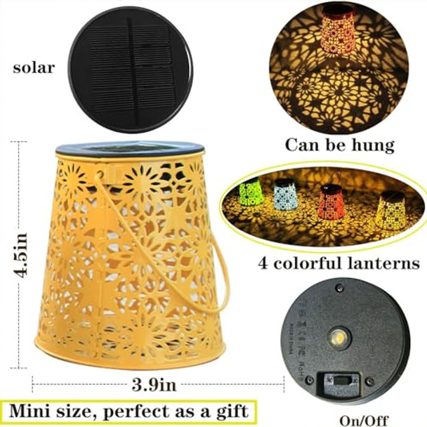 Eigreen 4Pack Solar Lanterns Outdoor Waterproof Hanging Lights S For Women Metal Small Decorative Led Lanterns For Yard Patio Lawn Tabletop Pathway Landscape Garden Decor