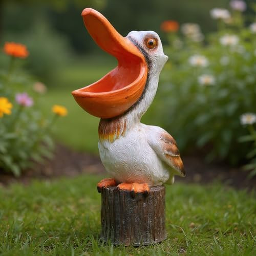 Elenon Pelican Statues Garden Statues 14 Inch Outdoor Solar Yard Art Coastal Ocean Bird Sculpture Ornament For Backyard Porch Lawn Patio Pond Decor