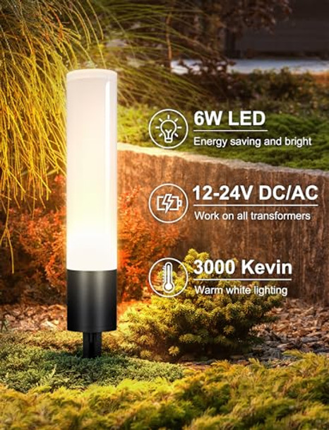 Ellasay Low Voltage Landscape Lights: 12-Pack 6W 3000K Led Waterproof Ip65 For Outdoor Garden Pathway/Walkway/Driveway - 12-24V Wired Easy To Install
