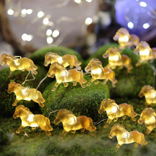 Enlaceray Pony Fairy Lights Outdoor Waterproof Horse S For Women Battery Operated Decorative Thanksgiving Christmas Fairy Lights For Bedroom Garden Patio With Remote 20Led 8.5Ft