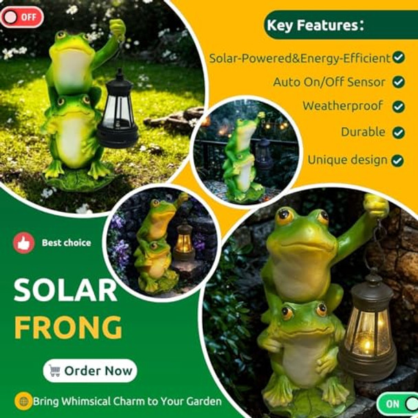 Enzibety Solar Garden Statues Outdoor Decor-Frog Statue With Solar Lantern-Fairy Garden Outdoor Decor Art For Patioyardlawn Ornamentunique Birthday House Warming S For Womenmomdad
