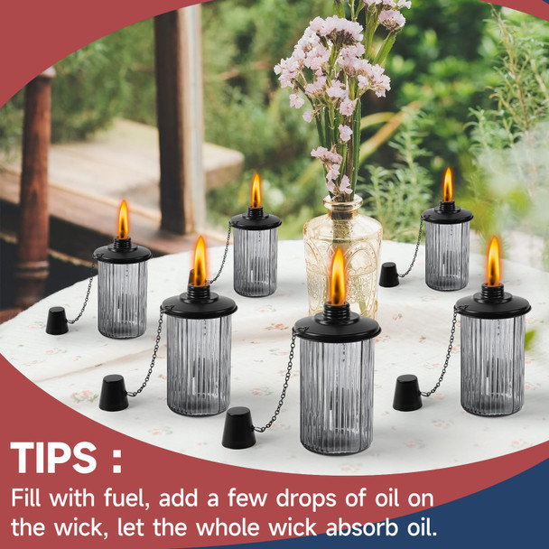 Falbawr 4 Pack Glass Citronella Torches 16 Oz Garden Torches For Outside With 3-Prong Grounded Stake 55 Inch Outdoor Black Glass Flame Light Torch For Yard Patio Deck Garden Party Landscape