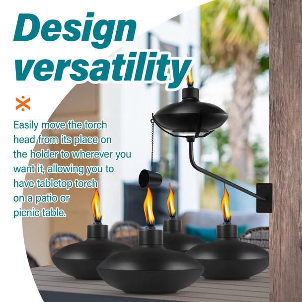 Fan-Torches 6 Pack Wall Mounted Citronella Torches 18 Oz Garden Torches For Outside Refillable Flame Light Torch Outdoor Metal Torch For Yard Patio Deck Garden Party Landscape