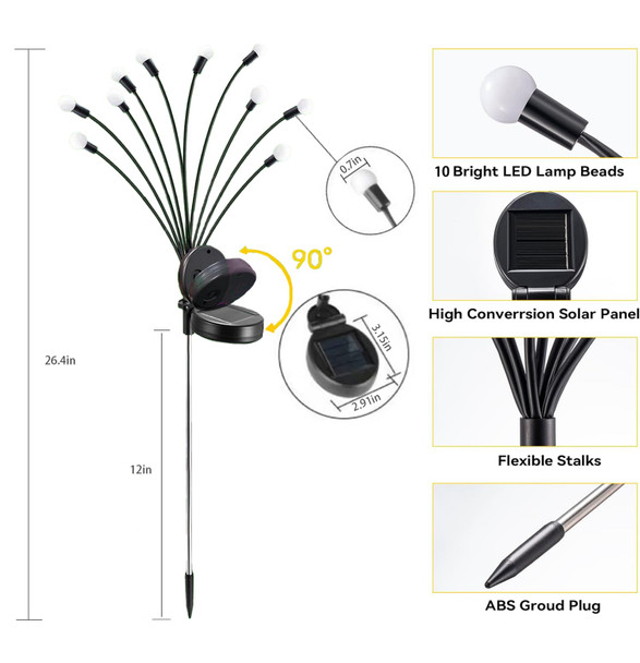 Fcfeue Solar Lights Outdoor Waterproofgarden Patio Decorative Lightsfirefly Lights For Patio Lawnlandscape Lighting Large Bulbsstarlight Windswept Lightsgreat  For Women For Gardening4 Pack40 Leds