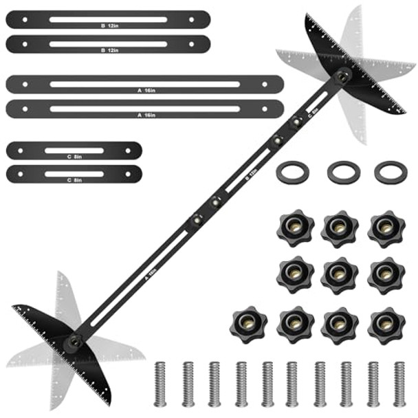 Fengone Stair Treads Gauge Template Tool Stair Tread Jig 11-60 Inch Length Adjustable Stair Tread Template Tool Stair Gauge Set Shelf Layout Tool For Stairs Risers Shelf And Cutting Drywall