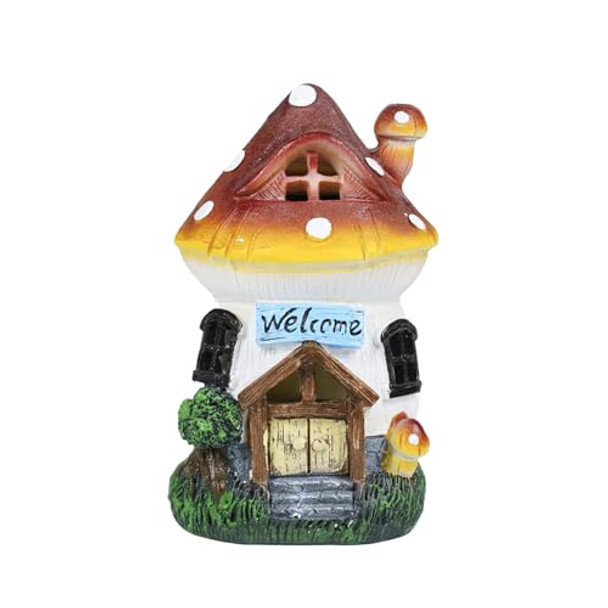 Ferrisland Garden Outdoor Figurines Statue With Solar Lightssolar Mushroom House Decorations For Yard Outdoor Garden Patio Yard Lawn S For Girls Birthday Housewarming Mother'S Day (Mushroom House)