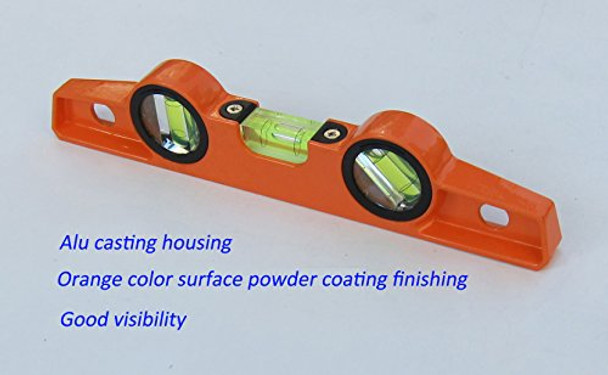 Fitool Professional Magnetic Scaffolding Spirit Level 10-Inch Milling V-Groove Base With 5 Strong Rare Earth Magnets For Superior Gripping Power Die Cast Magnetic Torpedo Level 250Mm And Holster