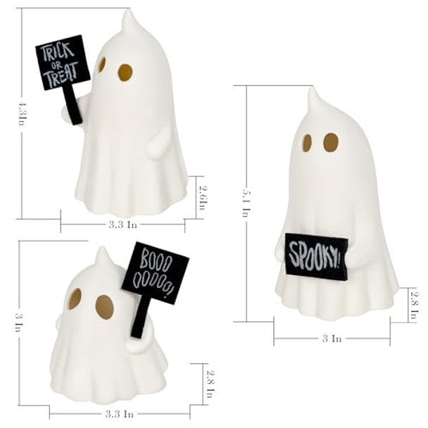 Forup Halloween Ghost Decor Set Of 3 Lighted Cute Ghost For Halloween Indoor Home Table Decorations