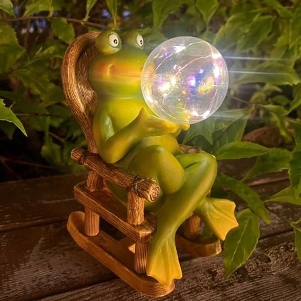 Funoasis Garden Outdoor Frog With Solar Powered Lamp Unique S For Mom Outside Decor For Lawn Balcony Home Ornaments