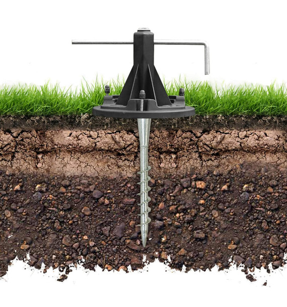 Gama Sonic 10 In. Solar Lamp Post Installation Kit With Ez-Anchor In-Ground Auger And Built-In Leveling Tool Black 30001