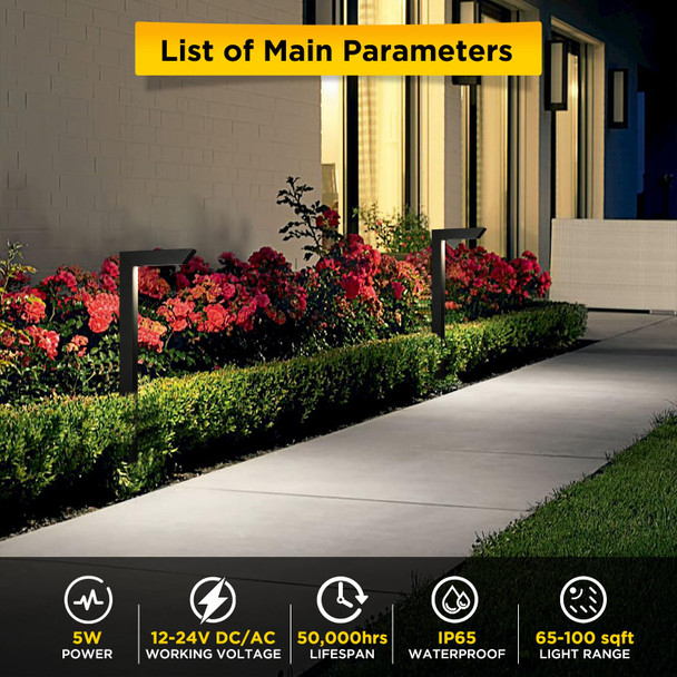 Gardencoin 3Cct Led Low Voltage Landscape Pathway Light 12V Premium 3000K/4000K/5000K Selectable Path Lights Wired Modern Walkway Lights Outdoor Higher Housing With Larger Stake (19.7In 8 Pack)