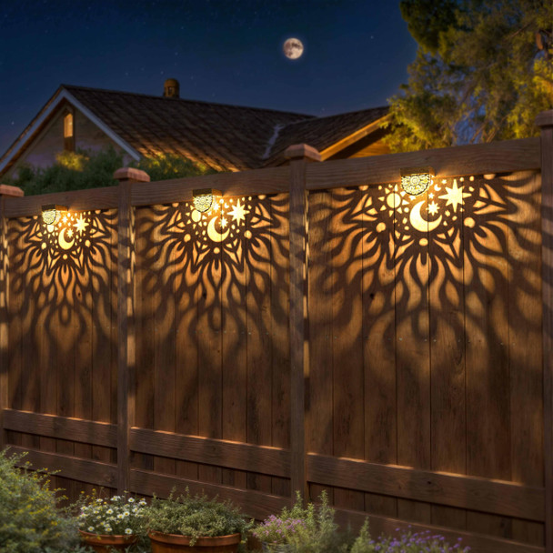 Gardsee Solar Fence Lights 6 Pack Solar Deck Lights Waterproof Led Powered Step Wall Lanterns Outdoor Decorations Warm Yellow Decorative Lighting For Garden Backyard (Black)