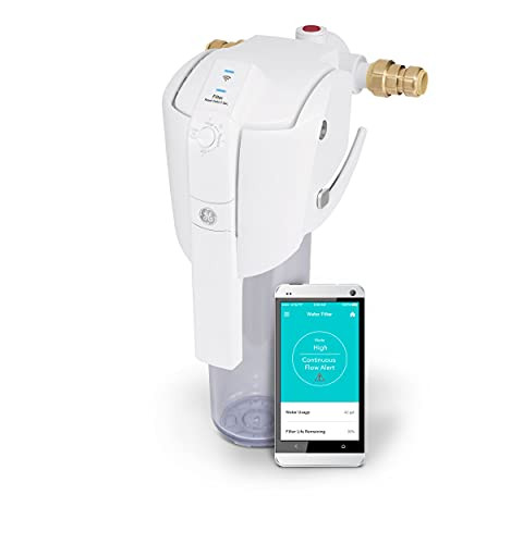 Ge Whole House Water Filtration System (Gxwh70M) Smart Connected With Leak Detection & Remote Water Shutoff Reduces Sediment Rust & More Install Kit Included Filter Not Included